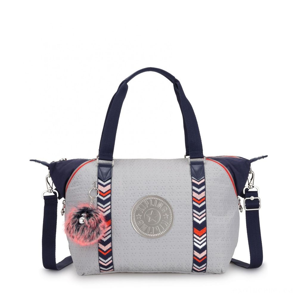 Kipling Craft Handbag New Grey Emb Bl.