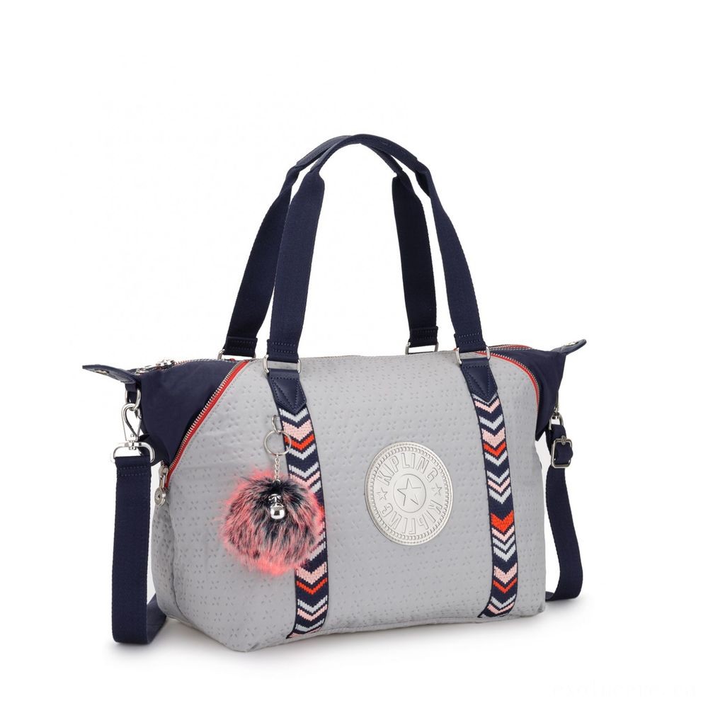 Kipling Fine Art Handbag New Grey Emb Bl.