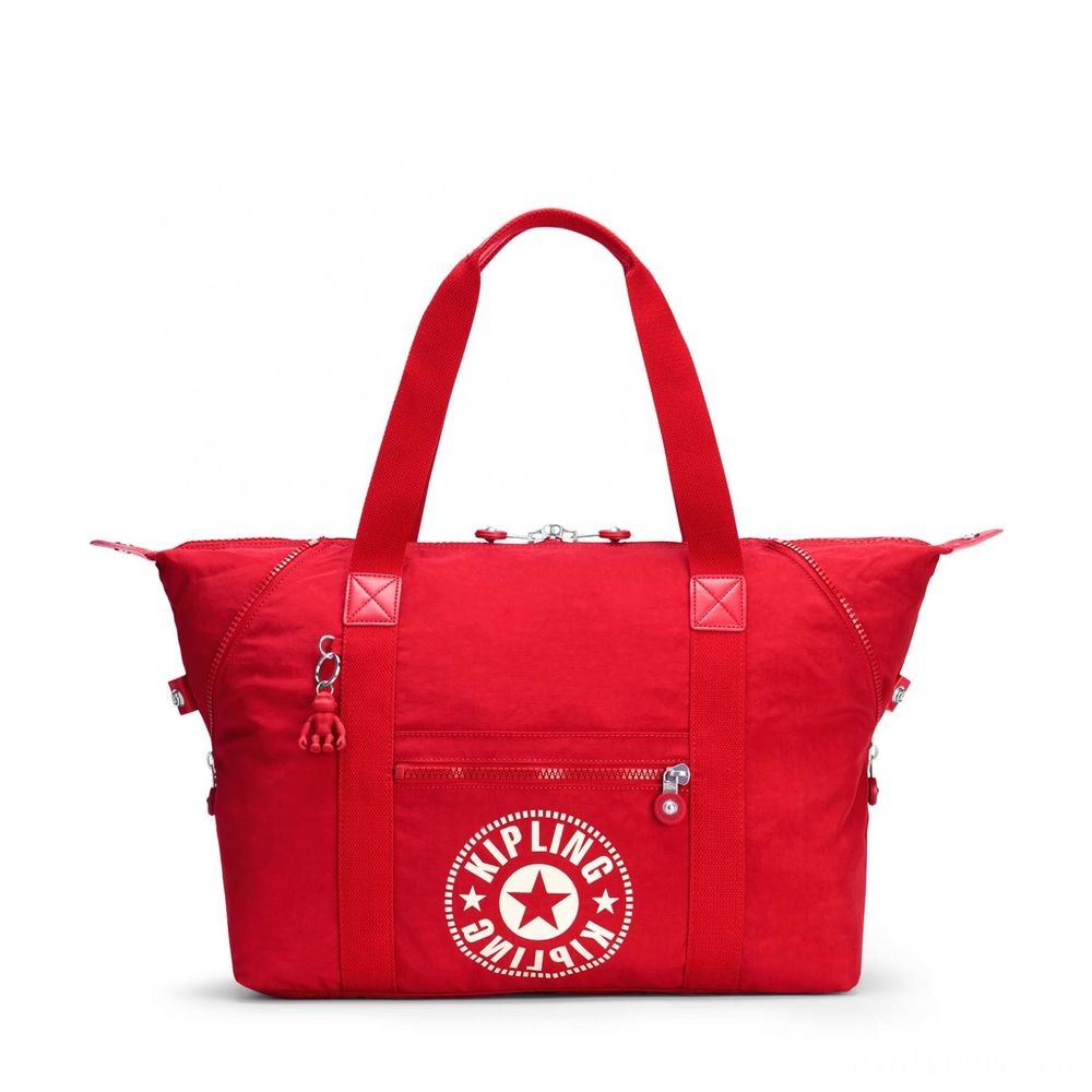 Kipling Craft M Art Carryall along with 2 Front End Pockets Lively Red.