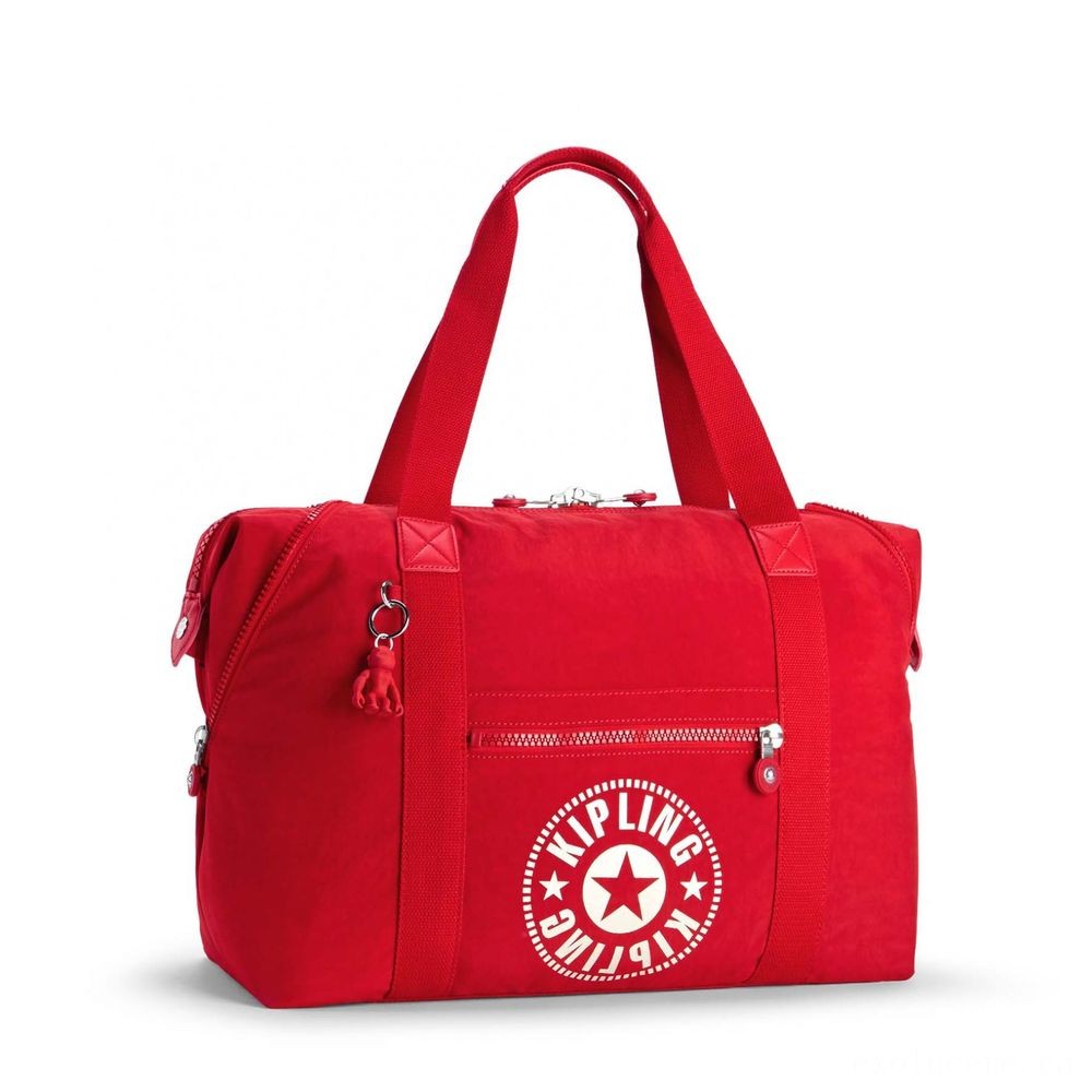 Kipling Fine Art M Art Shopping Bag along with 2 Face Pockets Dynamic Reddish.