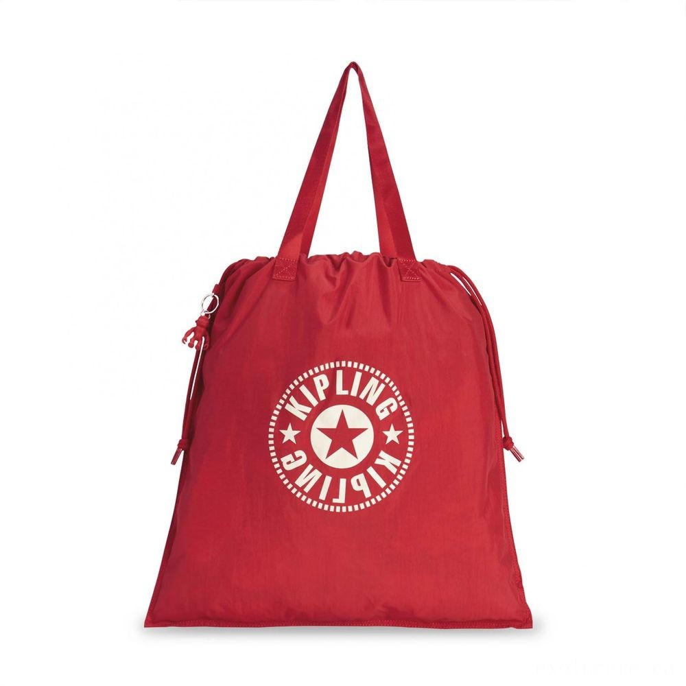 Kipling NEW HIPHURRAY L FOLD Foldable shopping bag along with drawstring Lively Red.