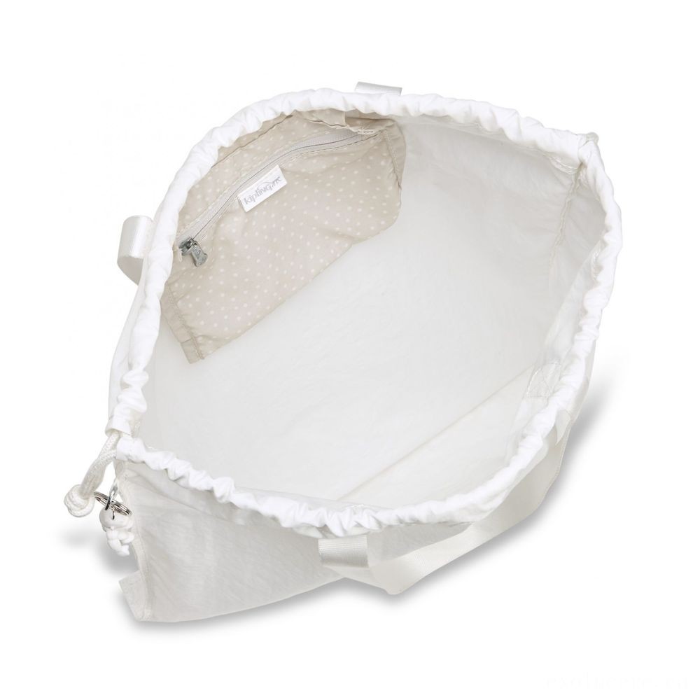 Kipling NEW HIPHURRAY L crease Foldable lug bag with drawstring Lively White.