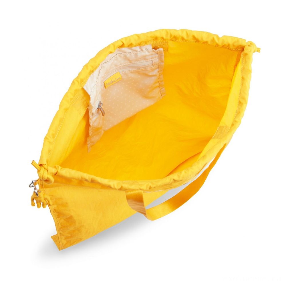Kipling Brand New HIPHURRAY L crease Foldable shoulder bag along with drawstring Lively Yellow.