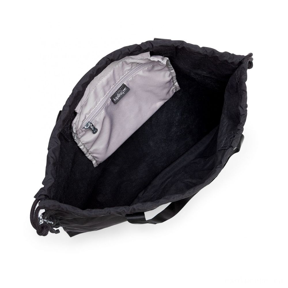 Kipling NEW HIPHURRAY L layer Foldable shopping bag with drawstring Vibrant Black.
