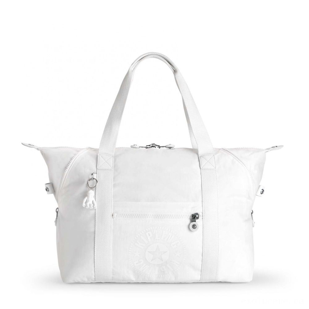 Kipling Fine Art M Medium Shoulder Bag with 2 Front End Wallets Energetic White.