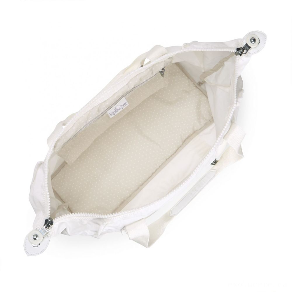 Kipling Fine Art M Medium Lug Bag with 2 Face Pockets Dynamic White.