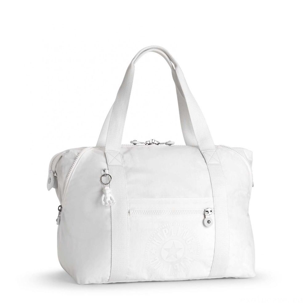 Kipling Craft M Medium Tote along with 2 Front Pockets Lively White.