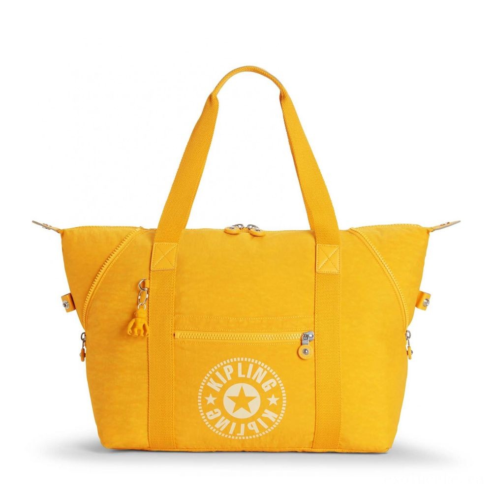 Kipling Craft M Medium Tote along with 2 Front Pockets Lively Yellowish.