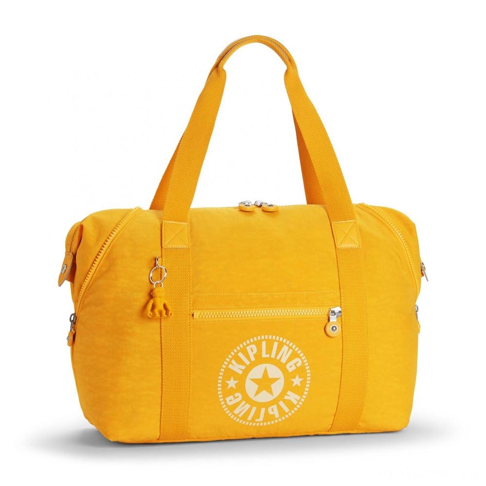 Kipling Craft M Art Shopping Bag with 2 Front Pockets Energetic Yellowish.