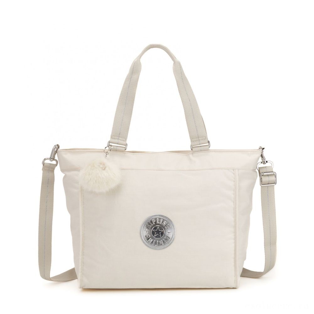 Kipling Brand New SHOPPER L Large Shoulder Bag With Detachable Shoulder Strap Dazz White.