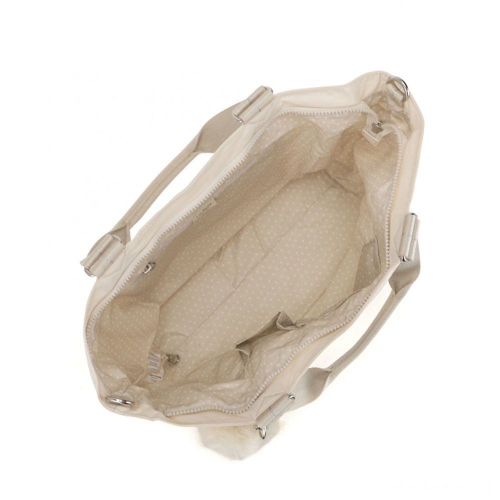 Kipling Brand-new SHOPPER L Sizable Shoulder Bag With Easily Removable Shoulder Strap Dazz White.
