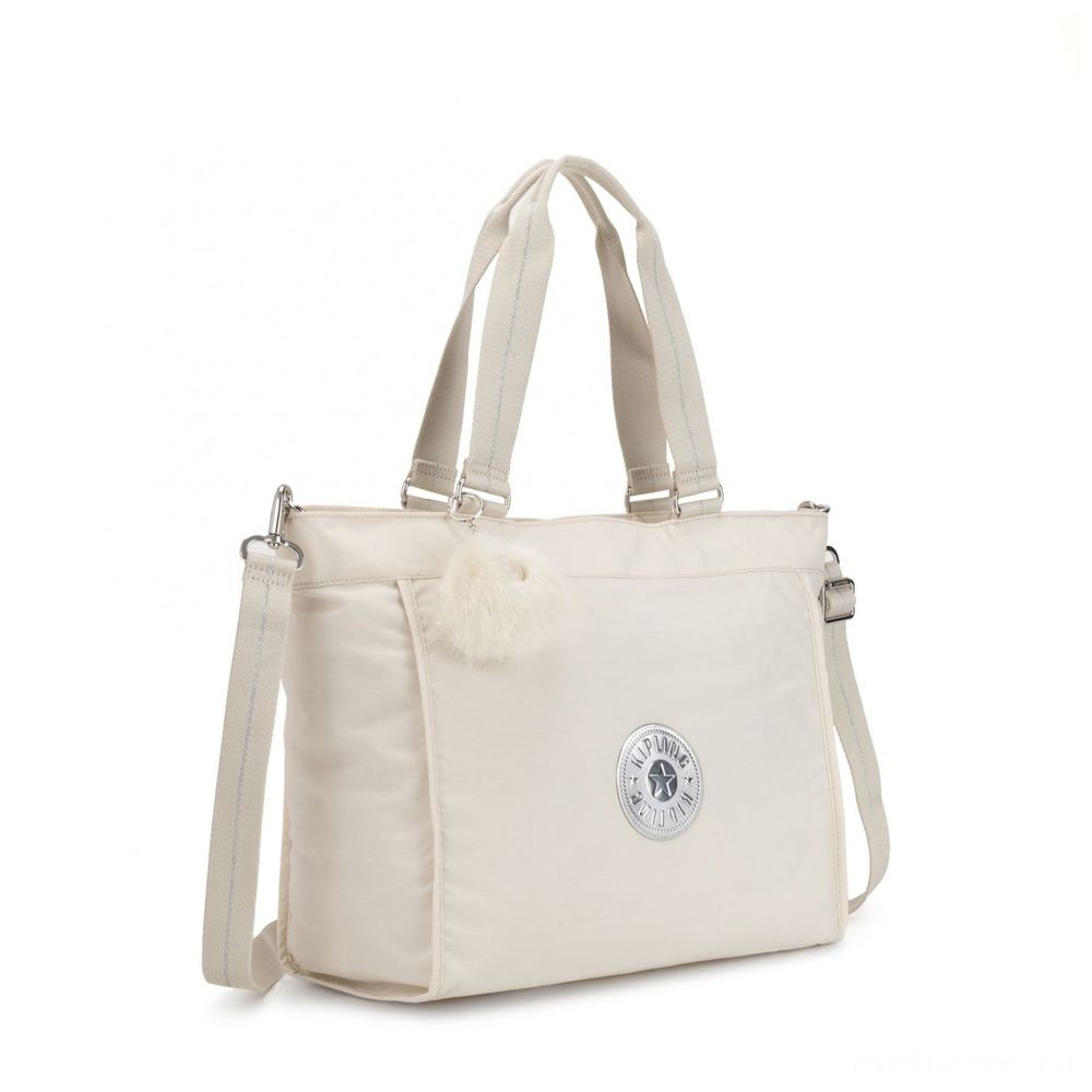 Kipling NEW BUYER L Big Handbag Along With Detachable Shoulder Band Dazz White.