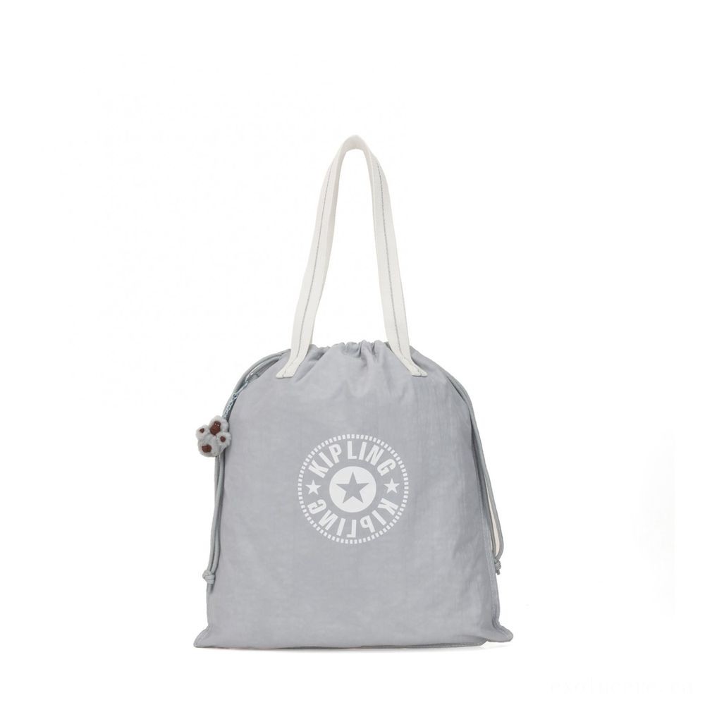 Kipling Brand-new HIPHURRAY Small Collapsible Tote with drawstring Active Grey Bl.