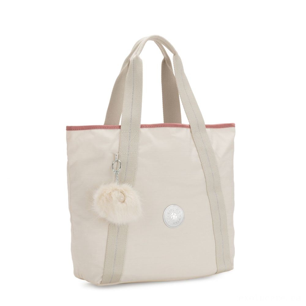 Blowout Sale - Kipling ZANE Tool shopping bag with shoulderstrap Dazz White C. - Click and Collect Cash Cow:£15[cobag6887li]