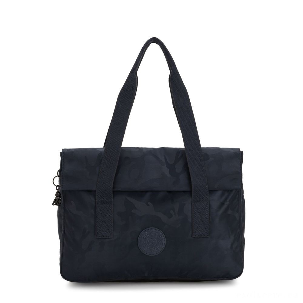 Kipling PERLANI Sizable Notebook Bag along with Trolly Sleeve Satin Camouflage Blue.