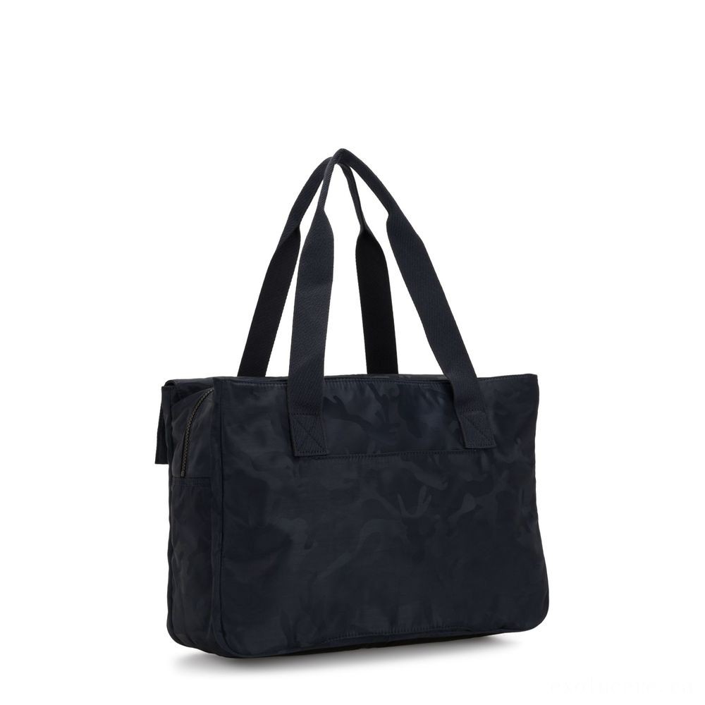 Three for the Price of Two - Kipling PERLANI Huge Laptop Bag along with Trolly Sleeve Satin Camo Blue. - Blowout:£51[libag6893nk]