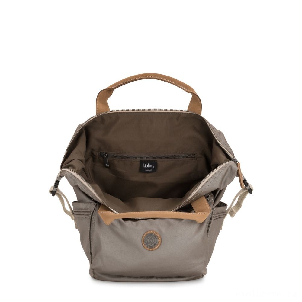 Kipling TSUKI S Little Backpack along with semi easily-removed straps Fungi Steel.