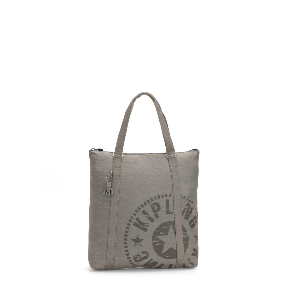 Kipling Lesson Sizable Shopping Bag with Shoulder strap Rapid Grey.