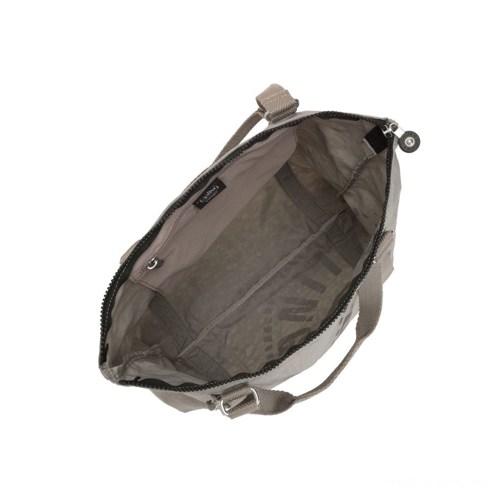 Kipling MORAL Sizable Shopping Bag with Shoulder band Quick Grey.