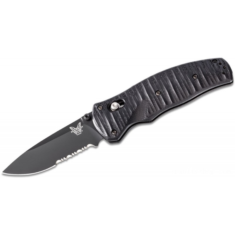 Benchmade Volli AXIS-Assisted Collapsable Knife 3.26 S30V Black Combination Blade, Black G10 Manages - 1000001SBK