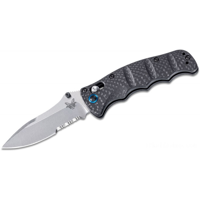Benchmade Nakamura AXIS Collapsable Blade 3.08 S90V Silk Combination Blade, Carbon Fiber Manages - 484S-1