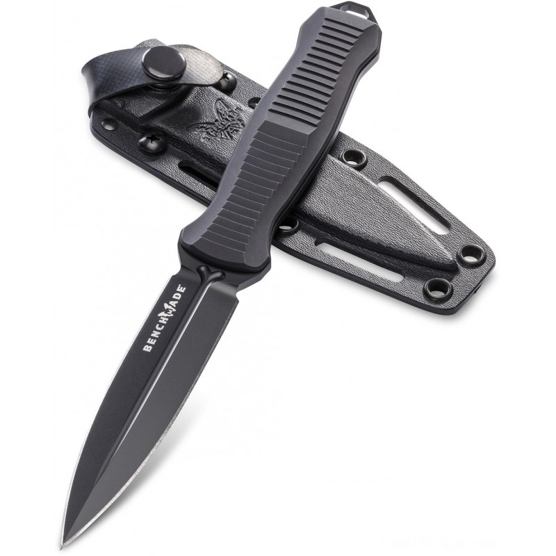 Benchmade 133BK Fixed Infidel 4.52 D2 Dark Dual Edge Dagger Blade, Black Light Weight Aluminum Deals With, Boltaron Sheath