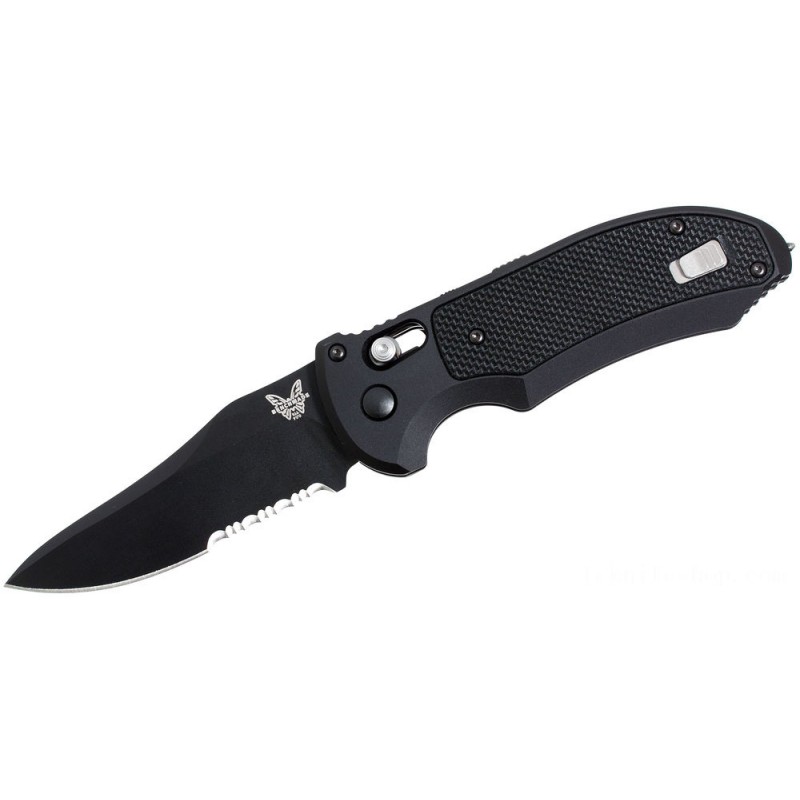 Benchmade 9170SBK AUTOMOBILE AXIS Triage Rescue File 3.58 Dark Combo Blade, Aluminum with Black G10 Inlays