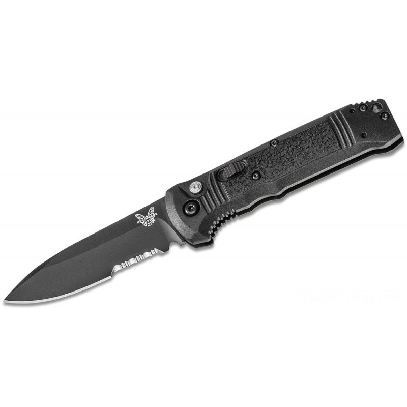 Benchmade Casbah Vehicle Collapsable Knife 3.4 Black S30V Decline Point Combo Blade, Black Textured Grivory Handles - 4400SBK