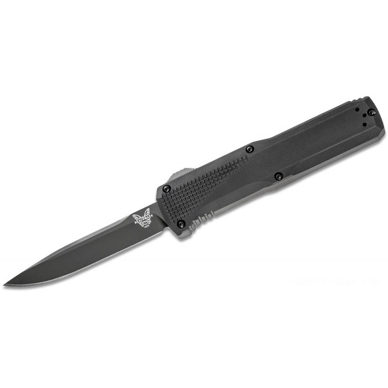 Benchmade 4600DLC Phaeton Automobile OTF Knife 3.45 Black S30V Reduce Point Blade, African-american Light Weight Aluminum Takes Care Of