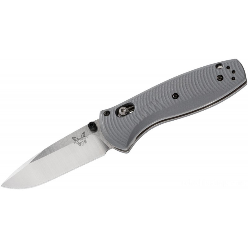 Benchmade 585-2 Mini Barrage Center Assisted Collapsable Blade 2.91 S30V Silk Plain Cutter, Gray G10 Manages