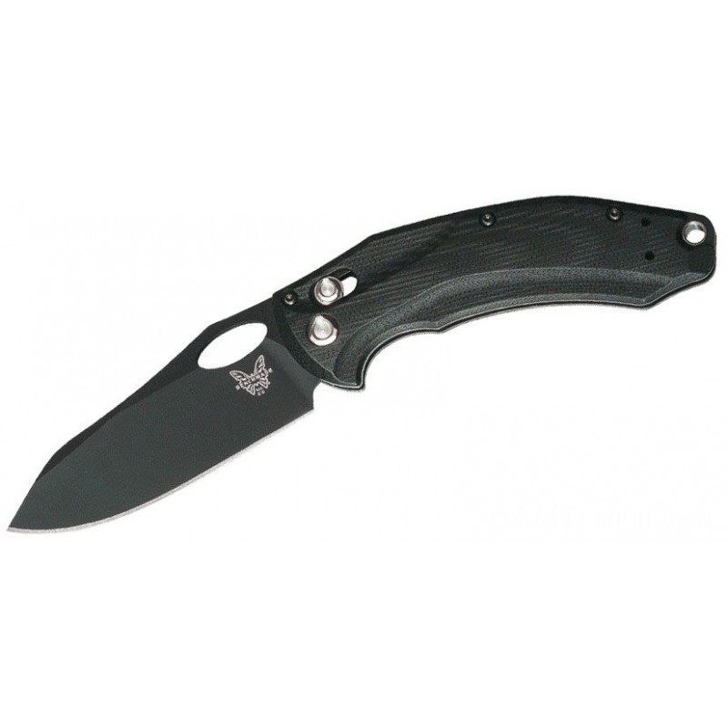 Benchmade 818BK Mini Loco Center Foldable Knife 3.38 S30V Dark Plain Blade, Dark G10 Handles