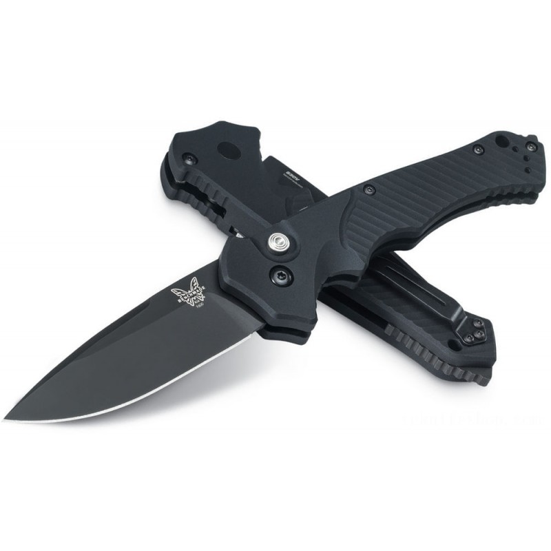 Benchmade Rukus II Automobile Folding Knife 3.4 S30V  Plain Blade, African-american Light Weight Aluminum Takes Care Of - 9600BK