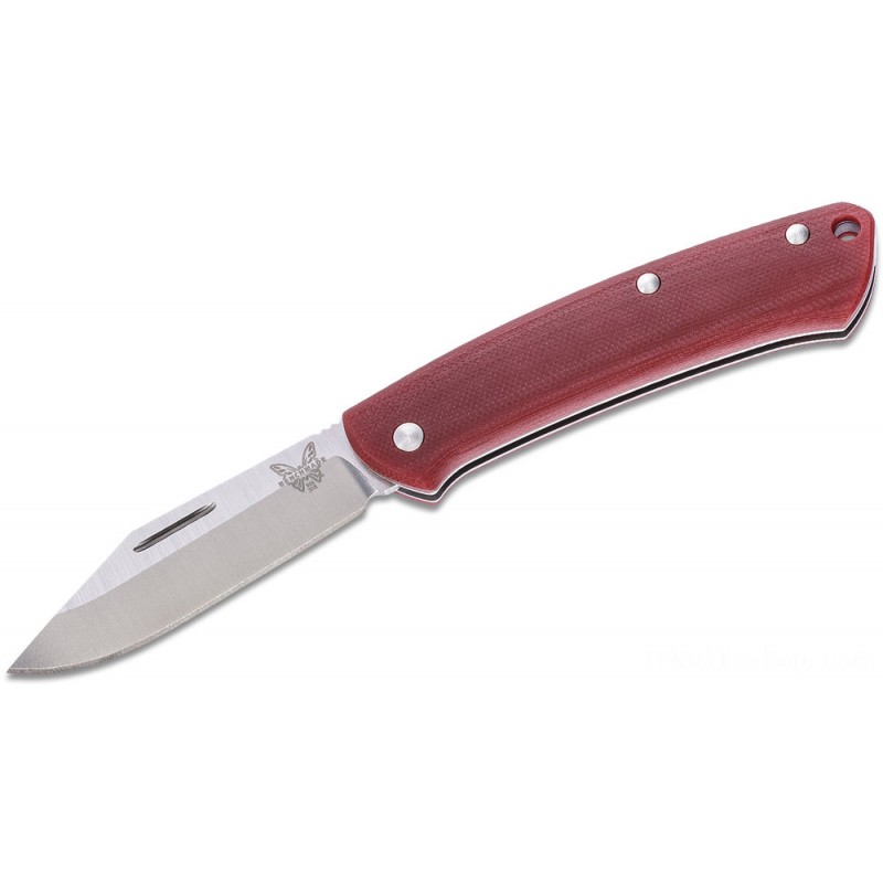 Benchmade Correct Slipjoint Foldable Knife 2.82 Silk S30V Clip Point Blade, Contoured Reddish G10 Handles - 318-1