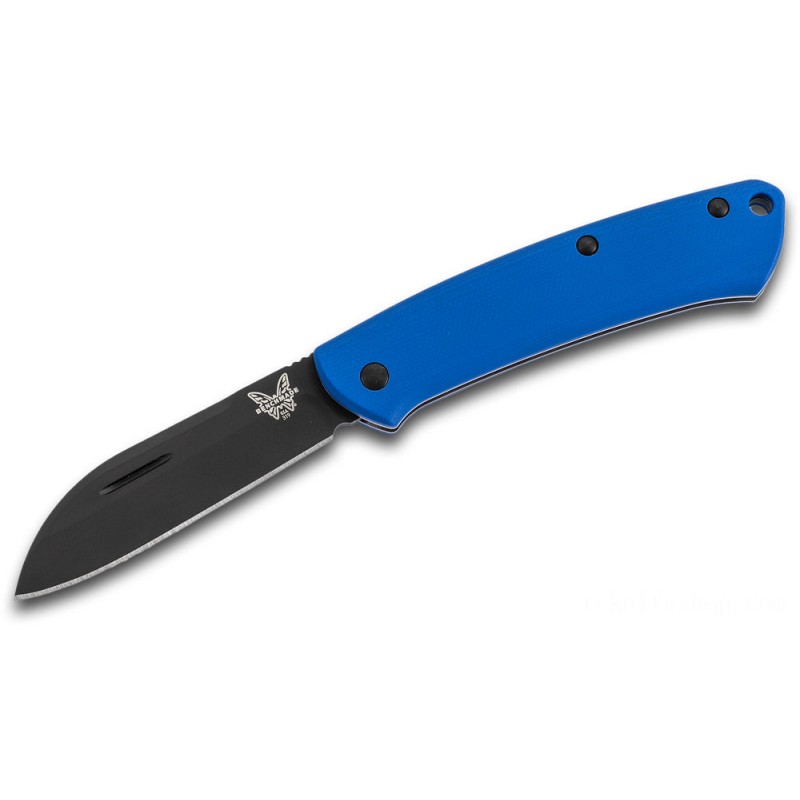 Benchmade Effective Slipjoint Limited Version Collapsable Blade 2.86 Dark S30V Sheepsfoot Cutter, Smooth Blue G10 Takes Care Of - 319DLC-1801