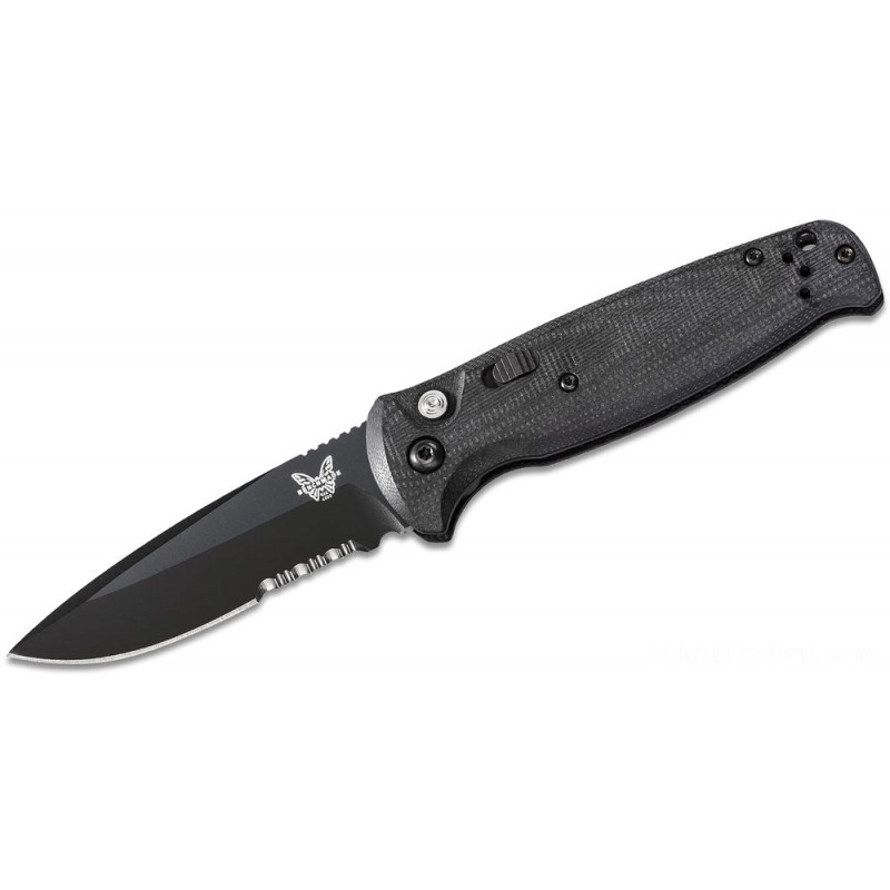 Benchmade CLA Vehicle Collapsable Knife 3.4  Combination Blade, Black G10 Manages - 4300SBK