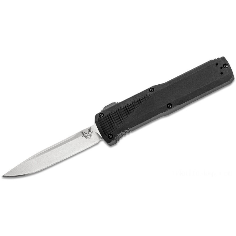 Benchmade 4600 Phaeton Automobile OTF Knife 3.45 Satin S30V Reduce Point Blade, African-american Light Weight Aluminum Takes Care Of