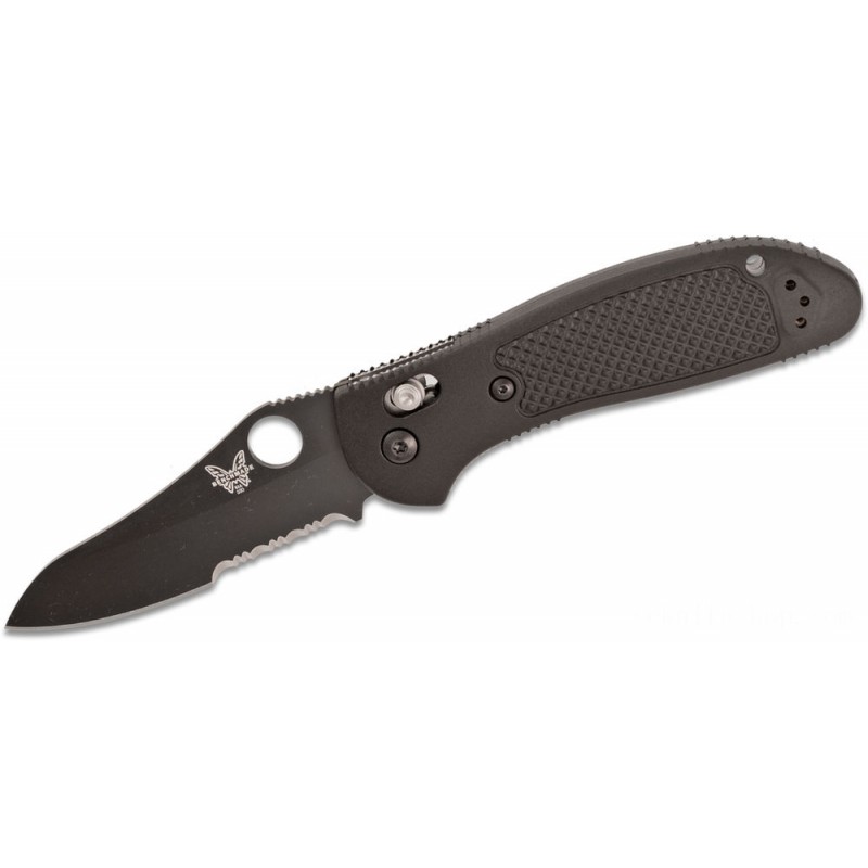 Benchmade Griptilian Center Padlock Foldable Knife 3.45 S30V Black Flat Ground Sheepsfoot Combination Cutter, Black Noryl GTX Manages - 550SBK-S30V