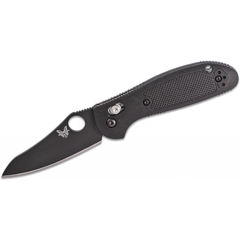 Benchmade Mini Griptilian AXIS Lock Folding Knife 2.91 S30V Black Flat Ground Sheepsfoot Level Blade, African-american Noryl GTX Deals With - 555BK-S30V