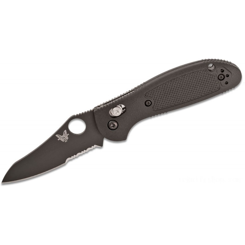 Benchmade Mini Griptilian AXIS Lock Folding Knife 2.91 S30V Black Flat Ground Sheepsfoot Combination Blade, African-american Noryl GTX Deals With - 555SBK-S30V