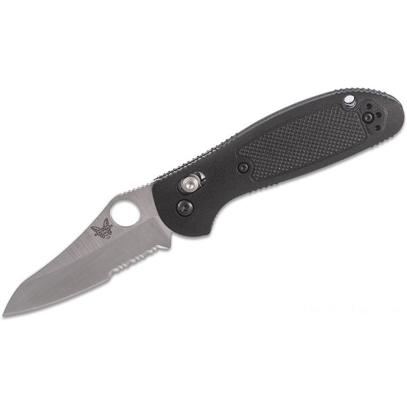 Benchmade Mini Griptilian AXIS Padlock Collapsable Blade 2.91 S30V Silk Flat Ground Sheepsfoot Combination Cutter, Black Noryl GTX Deals With - 555S-S30V