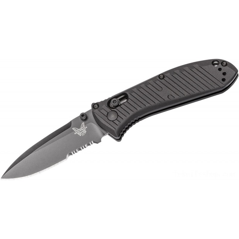 Benchmade 575SBK Mini Presidio II Collapsable Knife 3.2 S30V Black Combination Blade, Milled Black Aluminum Handles