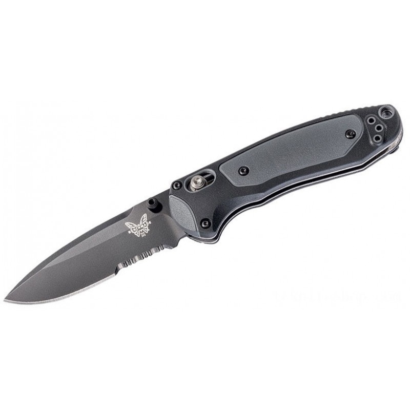 Benchmade Mini Boost AXIS-Assisted Folding Blade 3.11 S30V  Combination Blade, Grivory and Versaflex Manages - 595SBK