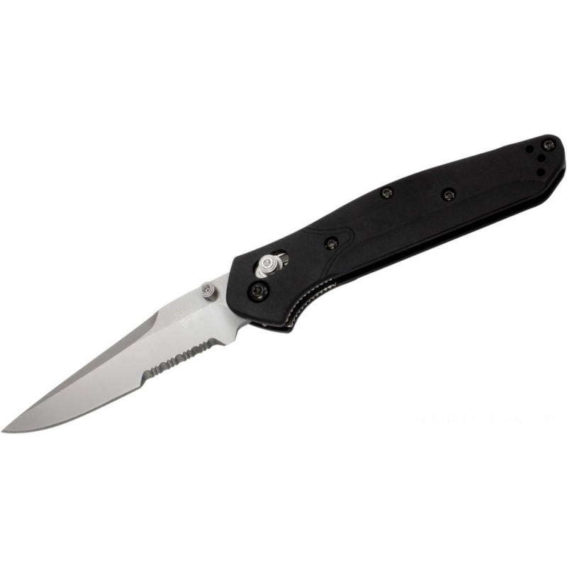 Benchmade 943S Osborne Collapsable Knife 3.4 S30V Satin Combination Blade, Black Aluminum Handles