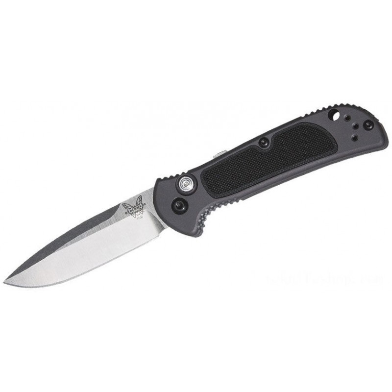 Benchmade Mini Union Car Foldable Knife 2.87 S30V Silk Ordinary Cutter, Gray Light Weight Aluminum Handles with Black G10 Inlays - 9750