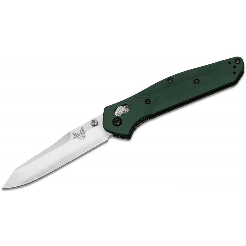 Benchmade 940 Osborne Collapsable Knife 3.4 S30V Satin Ordinary Blade, Green Aluminum Handles