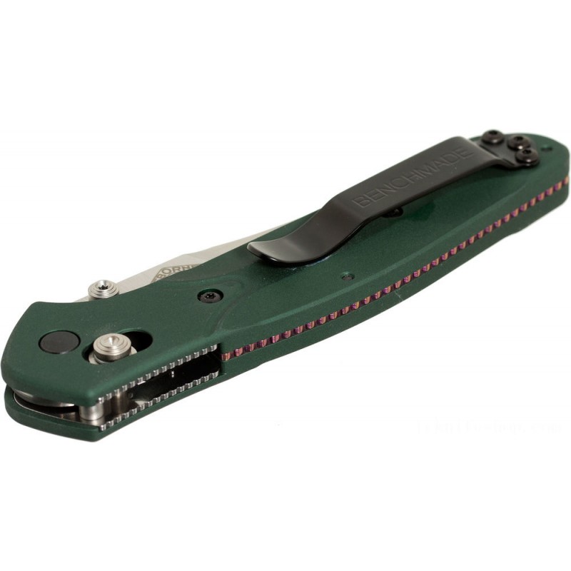 Benchmade 940 Osborne Folding Knife 3.4 S30V Satin Plain Blade, Green Aluminum Handles