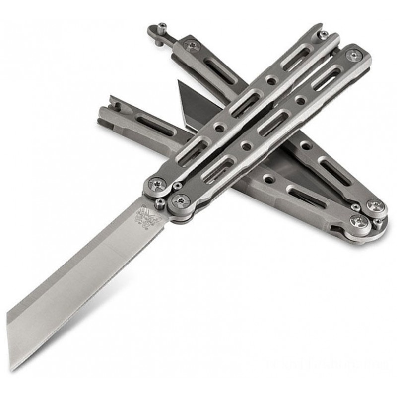 Benchmade 87 Ti Balisong Butterfly 4.5 CPM-S30V Wharncliffe Cutter, Titanium Deals With, Magnetic Catch