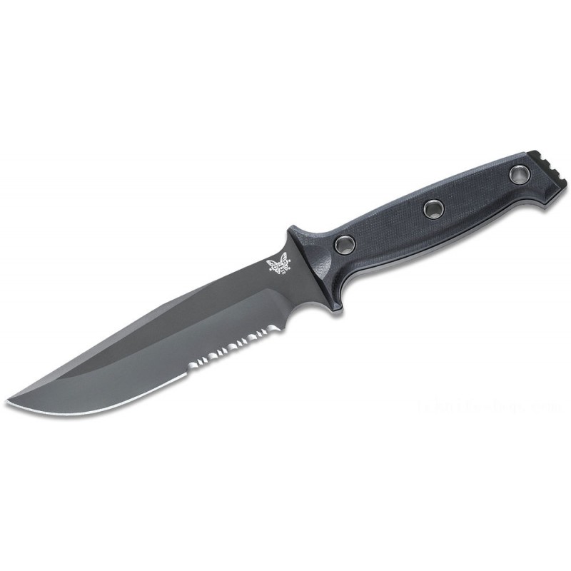 Benchmade Sibert Arvensis Fixed 6.44 154CM Black Combo Blade, Black G10 Deals With, Boltaron Skin - 119SBK