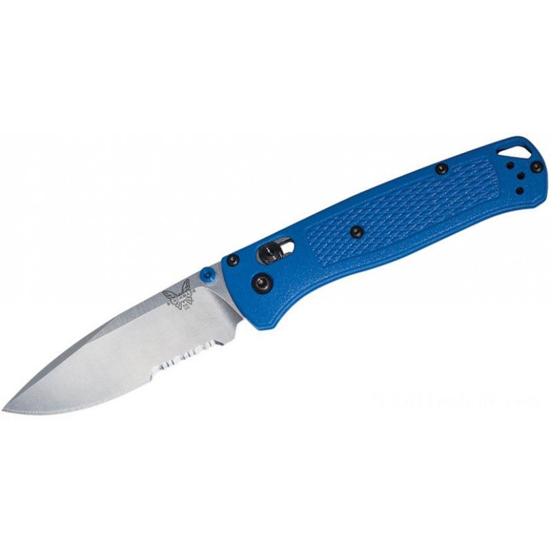 Benchmade 535S Bugout AXIS Collapsable Knife 3.24 S30V Satin Combination Cutter, Blue Grivory Takes Care Of
