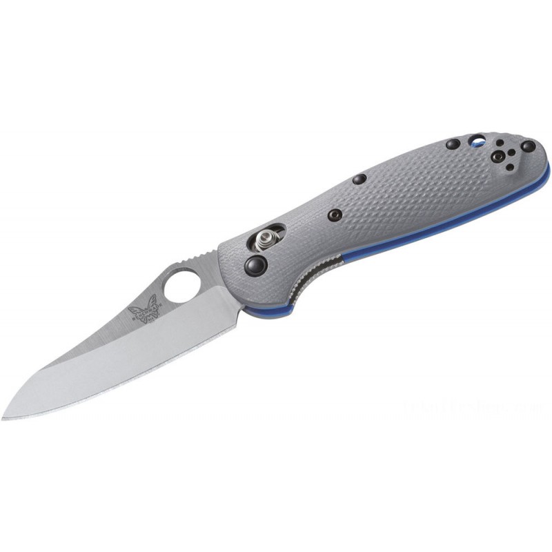 Benchmade Mini Griptilian Center Padlock Foldable Knife 2.91 CPM-20CV Satin Sheepsfoot Ordinary Cutter, Gray G10 Deals With - 555-1